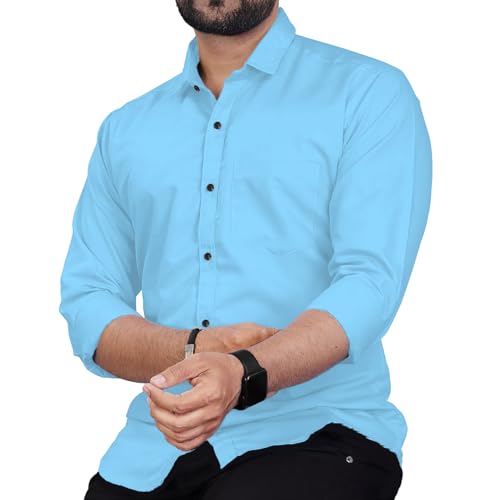 Image of Univibe Men's Slim Fit Full Sleeve Spread Collar Cotton Blend Shirt for Men and Boys