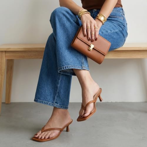 Image of CUSHIONAIRE Miami Kitten Heels for Women, Thong Flip Flop Heeled Sandals with Memory Foam, Slip On Dressy Sandal