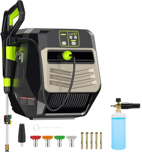 5000 Wall Mounted Pressure Cleaner - 5 Levers Power Cleaner with 100FT Retractable Hose for...