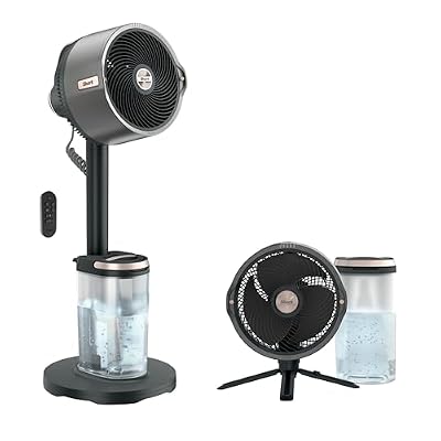 Shark FlexBreeze Pro Mist Fan, Indoor & Outdoor Oscillating Cooling Fan with Misting for Home & Patio, Floor & Tabletop, Portable Cordless & Corded, 24Hr Battery, Remote, Charcoal Grey, FA302?