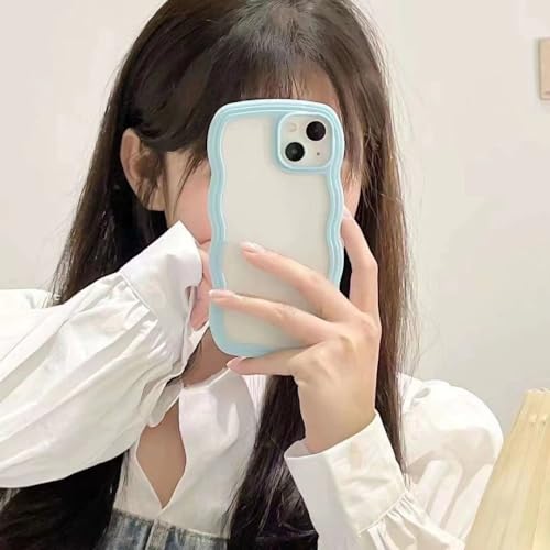 Image of COVERLY for iPhone 17 Case Transparent Curly Wave TPU Cover,Cute Crystal Clear Curve Edge Slim Fit Stylish, Korean,Translucent Soft Pretty Bumper Case Aesthetic Cover for Apple iPhone 17 (Pine Green)
