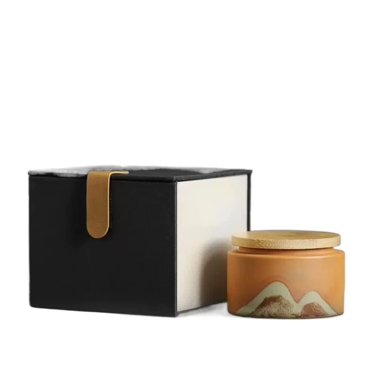 Hhaoran-9868 Ceramic Tea Canister Portable Ceramic Tea Jar Retro Sealed Bulk Food Canisters for Kitchen(Orange)