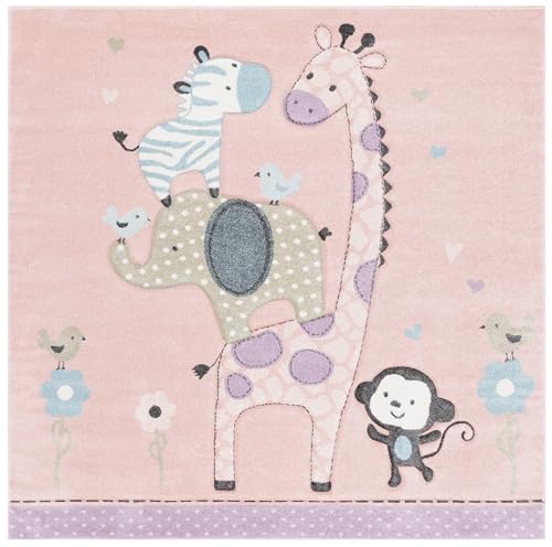 SAFAVIEH Carousel Kids Collection Area Rug - 8' Square, Blush