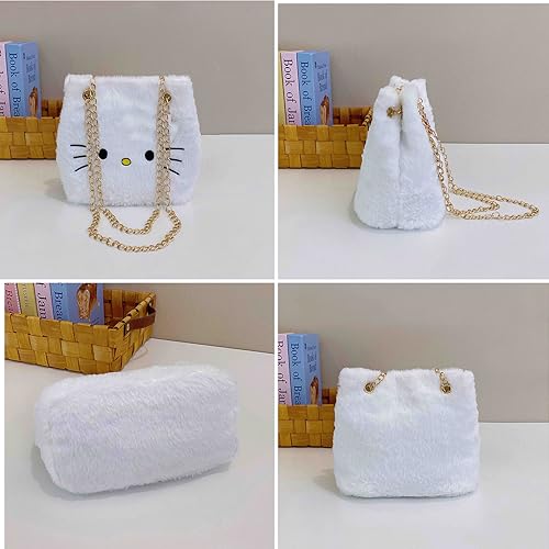 Kawaii Cat Shoulder Bag for Women Girls, Cute Plush Crossbody Purse with Adjustable Metal Strap, Gift for Women Girls4