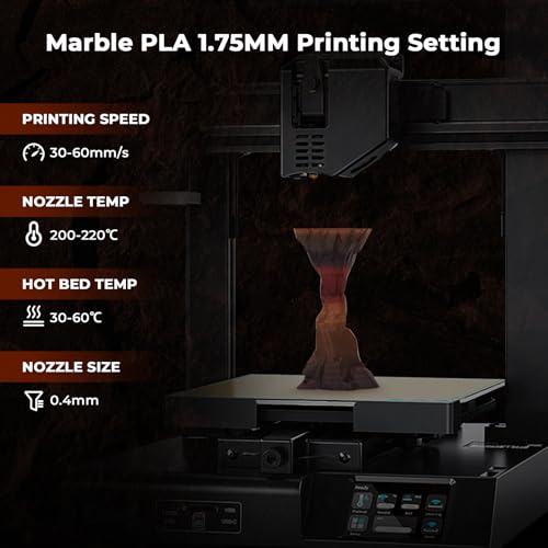 Image of AMOLEN Marble PLA Filament 1.75mm Bundle, Rainbow Rock PLA 3D Printer Filament, 3D Printing Filament Dimensional Accuracy + /- 0.02 mm, 200gX 4 Spools Fit Most FDM Printer