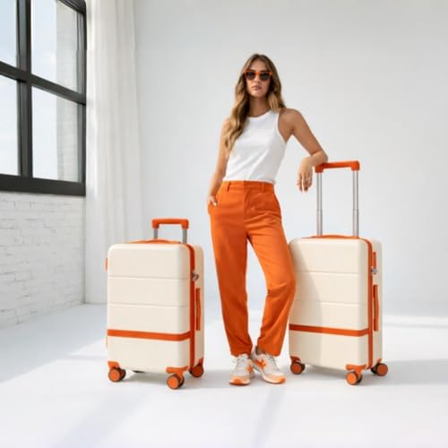Image of 20 Inch Carry on Luggage, Hardside Suitcase with wheels Tsa Lock Hardshell Waterproof Travel Suitcases luggage for Women /Men /Family (Orange)