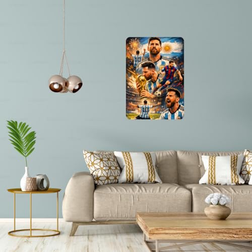 Image of Zesta Bathroom Decor Items Washroom Decor Tin Sign | Aesthetic Posters Wall Poster for Bedroom | Magnetic Cafe Decoration Items /Restaurant Decorations Items | Quirky Home Decor Bar Accent (Messi (4))