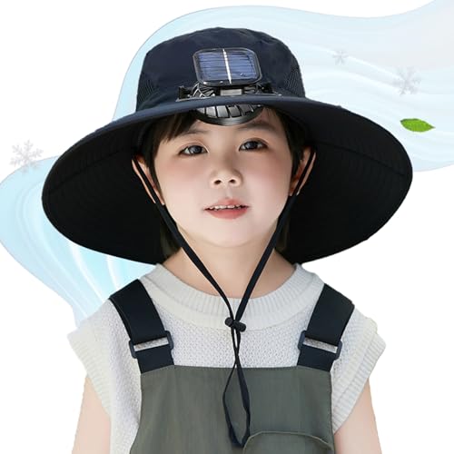 Wide Brim Solar Fan Hat for Kids, Hat with 1 Solar Power Fan, Summer Sun Hat, for Outdoor Use