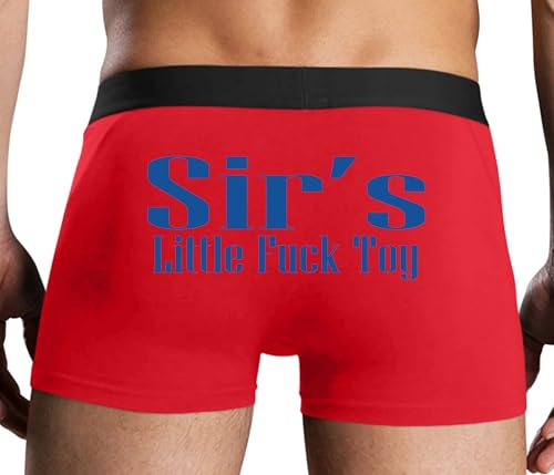 Knaughty Knickers Sir's Little Fuck Toy Sirs Fucktoy Masters Submissive Slave Red Mens Boxer Brief Sexy Adult Design