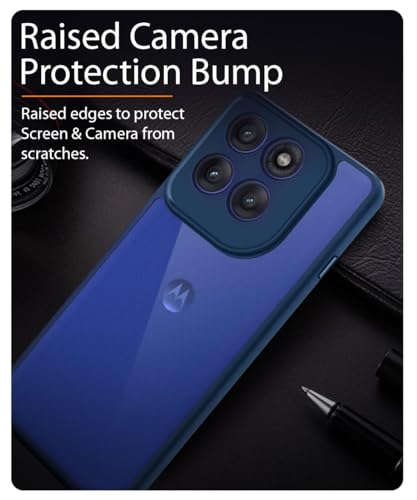 Image of WOW IMAGINE Shockproof Hybrid Back Cover for Motorola Moto Edge 60 Pro | Hard Slim fit Back Case | PC & TPU | Clear Transparent Case - Blue