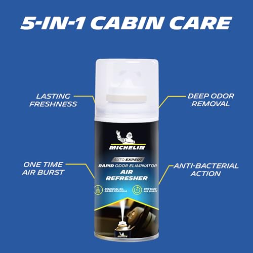 Image of MICHELIN AC Duct Cleaner (350ml) & Air Refresher (100ml) Combo | Complete Car Cabin Air Treatment Kit | Cleans AC Vents, Eliminates Odours & Refreshes Interior | One-Time Smoke Air Freshener