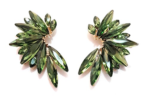 Pendientes cristales coloridos mujer alta bisutería fiesta, chapado oro verde bosque