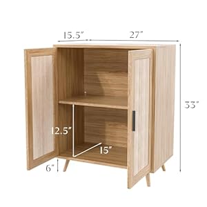 Xilingol rattan storage cabinet buffet cabinet with rattan decor doors accent cabinet with solid pine wood feet sideboard cabinet for hallway entry living room natural  urban country home decor