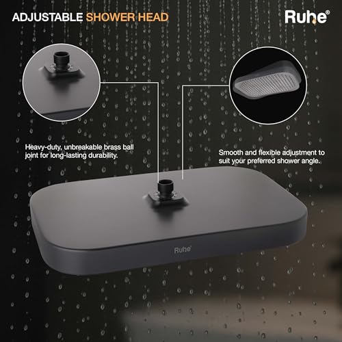 Image of Ruhe Horizon Overhead Shower (15 x 10 Inches) | Rainfall Showerhead | Easy Install | Luxury Spa Experience, Matte Finish