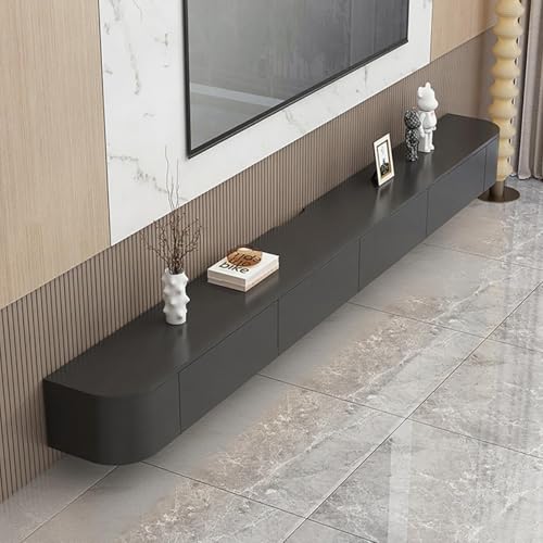 Image of Floating TV Stand Wall Mounted - Wall Entertainment Center with Flip-Down Doors & Drawers, Modern Hanging TV Shelf for Living Room, Media Console for 65 /75 80 Inch TVs (Black, 47.2IN /120CM)