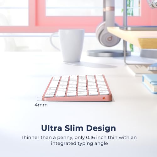 MEETION Wireless Keyboard for Mac, Slim Multi Device Bluetooth Rechargeable Low Profile Apple Layout Keyboard for iPad, iPhone, iMac, iOS, MacBook Air/Pro, Universal for Mac OS iPadOS, iOS RoseG - Image 8
