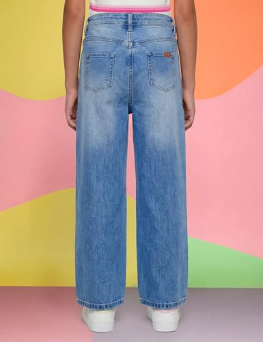 Image of Amazon Brand - Symbol Girls Cotton Wide Leg Fit Jeans | Casual Denim | Age 6-14 Years