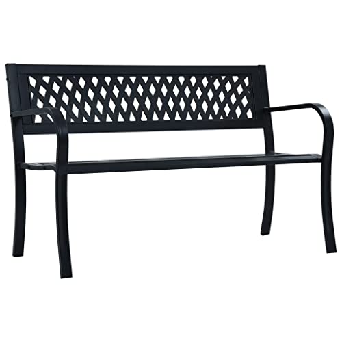 vidaXL Banc de Jardin Banc de Terrasse Banc d'Extérieur Banc de Parc Banc de Patio Durable Meuble d'Extérieur Arrière-Cour 125 cm Noir Acier