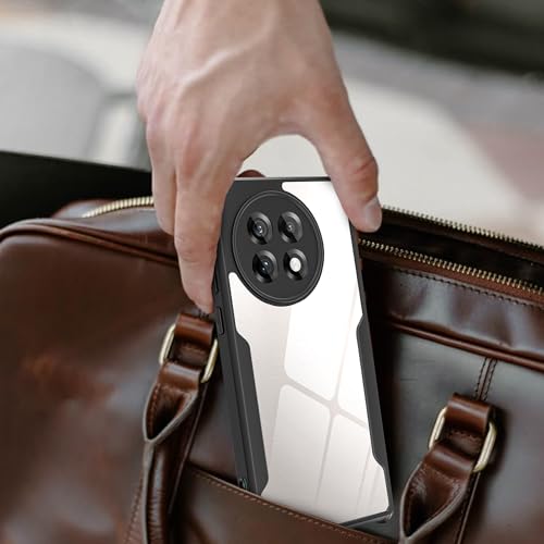 Image of A rtistque Clear Hard Transparent Acrylic Armor Anti-Drop Shockproof TPU Edge Back Cover Case for OnePlus 13R 5G - Black