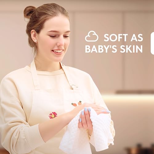 Super Absorbent Kitchen Towels 12 Pack - Premium 100% Cotton Kitchen Towels, 450GSM Thick Machine Washable White Dish Towels for Kitchen Drying, Cleaning, Dobby Weave, Unmatched Quality - Image 6