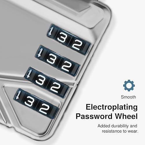 Image of 2-in-1 Padlock with Key & 4-Digit Combination | Heavy Duty Metal Security Lock with Resettable Code Wheel | Dual Unlock Lock for Gym Locker, Luggage, Storage & Travel (Silver)
