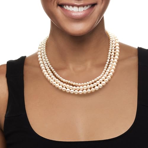 Ross-Simons 5-8mm Cultured Pearl 3-Strand Necklace With Sterling Silver2