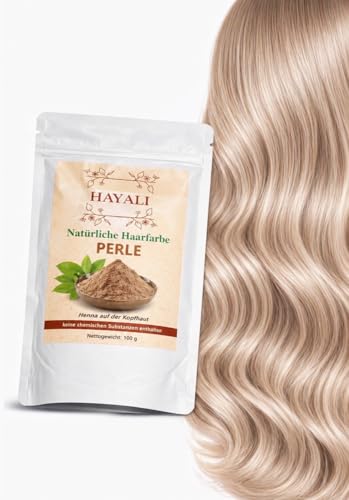 Hayali Tinte natural para el pelo, 100 g, color de pelo sin químicos, cobertura de canas, antiedad, orgánico, vegano, (perla)