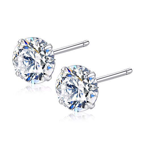 Clou d'oreille 925 en zircone cubique 6mm de haute qualité quatre griffes
