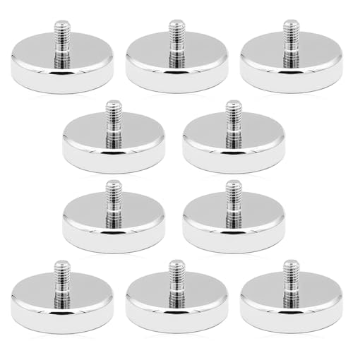 mizikuu 10 Pezzi Magneti Al Neodimio, Potente Magnete con filettatura M5 Diametro 25 mm Magneti 20 kg Forza Sistema Magnetico Rotondi Neodimio Calamita Magneti Per Industria e Scienza