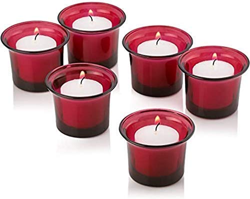Image of Glass Votive Tealight Candle Holder for Home Decor Corporate Gifts for Office Diwali Decorations for Home (Set of 6) (A-Red)