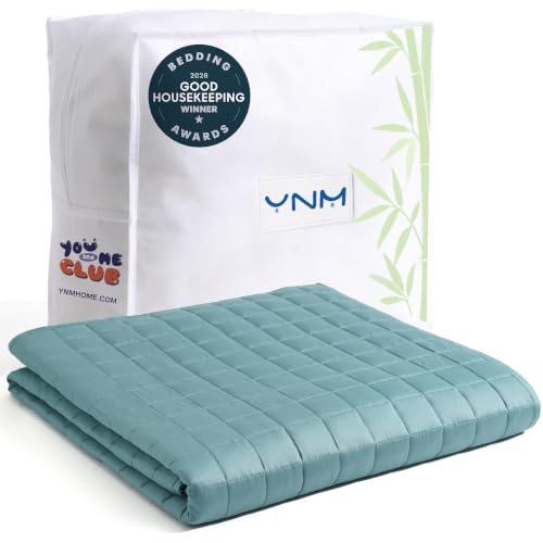YnM Cooling Weighted Blanket for Adults, 15lbs Heavy Bed Throw for One Person of 140lbs, Perfect for Hot Sleepers or Warm Climates with Rayon/Glass Beads(48x72 Inches,Twin/Full Bed, Sea Grass)