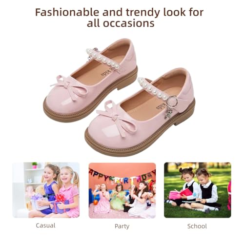 Toddler Girls Front Bow Mary Jane Flats Flower Girl Wedding Party School Dress Shoes for Little Kids4