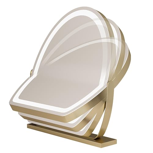 Specchio ovale illuminato per il trucco con rotazione a 360° con luci LED touch control per tavolo da toeletta e routine di bellezza per gli amanti del trucco
