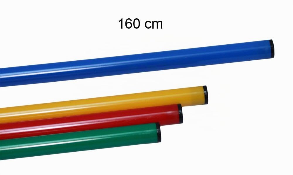 haie d'entraînement: 3 Jalons en Plastique 160 cm, 2 Pieds en Caoutchouc, 2 rotules pivotantes (360 degrés), Couleur: Bleu – 3X 160b 2X VG 2X 2S