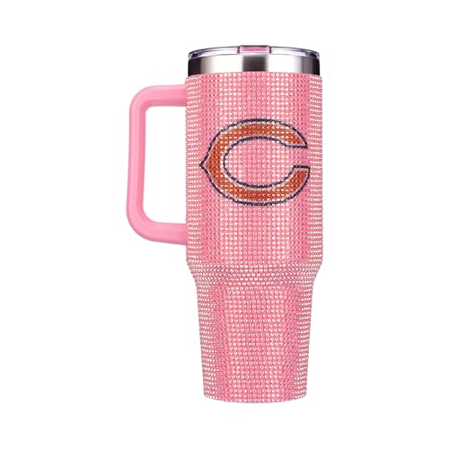 Image of The Memory Company Officially Licensed 40oz Pink Bling Game Day Tumbler, Chicago Bears