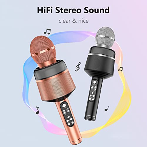 Microfone sem fio 3 em 1 portátil microfone de mão alto-falante Volume ajustável Luzes LED Festa em