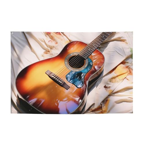 ウェルカムバナー パーティー フラッグ 写真 背景 背景 バナー 水彩 アコースティック ギター サイン 写真 小道具 バナー フェンス 誕生日 ガーデン パーティー用品 記念品 壁の装飾 旗 71 x 47インチ