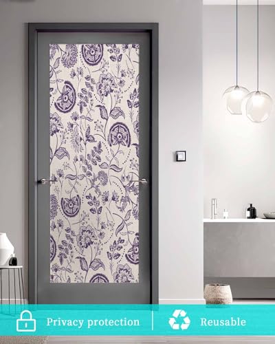 Película decorativa para ventana Boho floral morada 19.6x39.3 in miniatura 5