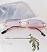 SDINM Rimless Sunglasses for Men Women Fashion Small Narrow Rectangle Sun Glasses Shades 90s Eyewear, Pink