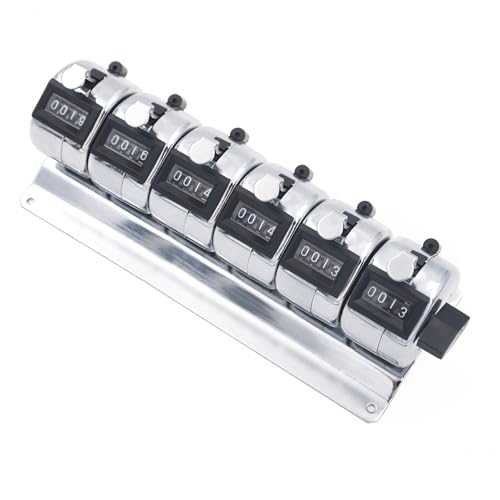 GOGO 6-Unit Counter, Mechanical Tally Meter, Chrome Plated Multiple-unit Desktop Tally Counter for Event, People, Inventory