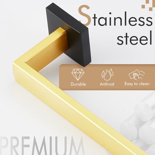 Image of KOKOSIRI 24-Inch Towel Bars for Bathroom Wall Mounted Kitchen Towel Rack Holder T-304 Stainless Steel Matte Black and Brushed Gold, B4003GDK-L24
