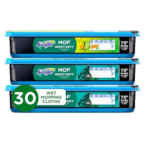 Swiffer Heavy Duty Mop Wet Multi-Surface Cloth Refills for Floor Mopping and Cleaning Gain and Unstopables Scents 30 count