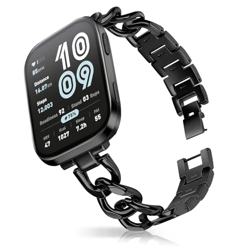 HinZann Metal Correa para Fitbit Versa 4/3/Fitbit Sense 2/Sense - Negro