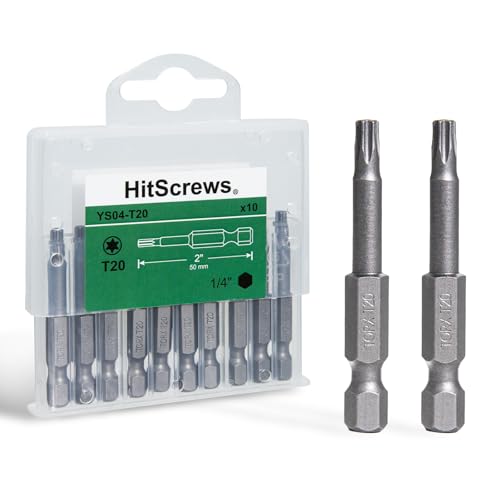 2 Inch T20 Torx Bits S2 Steel Star Screwdriver Bits 1/4 Hex Shank CNC Precision Tips 10-Pack in Slide-Out Storage Case Impact Driver/Drill Compatible