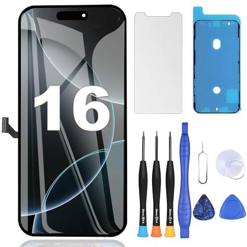ZOETEC Screen Replacement for iPhone 16 [Support Face ID] Full HD Retina Display Touch Screen Digitizer Frame Assembly with Repair Tools Kit