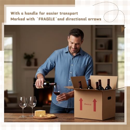 Image of Tatuo 20 Pack Wine Box for Moving, 12 Bottle, with Divider, 16 x 12 x 12 in