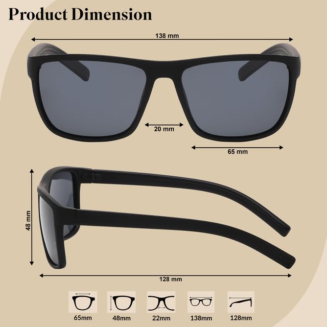 OWL Men's Sporty Polarized Sunglasses – Sun Protection, Lightweight and Stylish Eyewear with Polycarbonate Lenses - Pack of 34