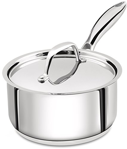 Kitchen 2 Quart Saucepan with Lid - Induction Compatible Stainless Steel Saucepan - Dishwasher Safe