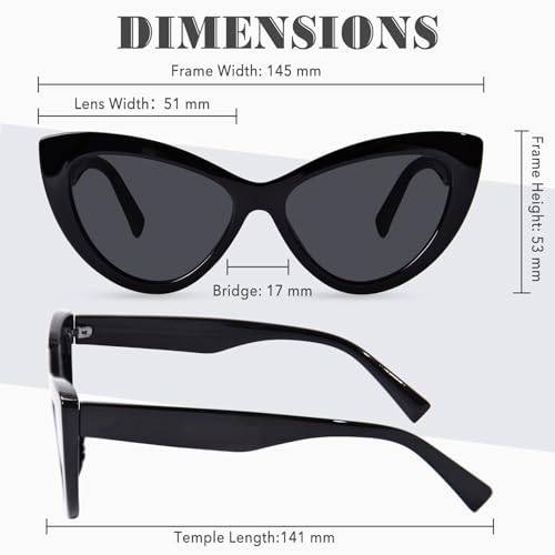 OPTOFENDY Cat Eye Sunglasses for Women, Oversized Retro Vintage Sun Glasses Shades UV Protection, OP81074