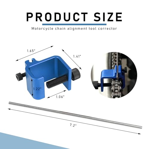 Image of KVAEY Chain Alignment Tool for Motorcycle, 08-0048 Aluminum Sprocket Chain Adjustment Tool, Quick & Accurate Professional Chain Alignment Tool Suitable for ATV Scooter Dirt Bike (Blue)